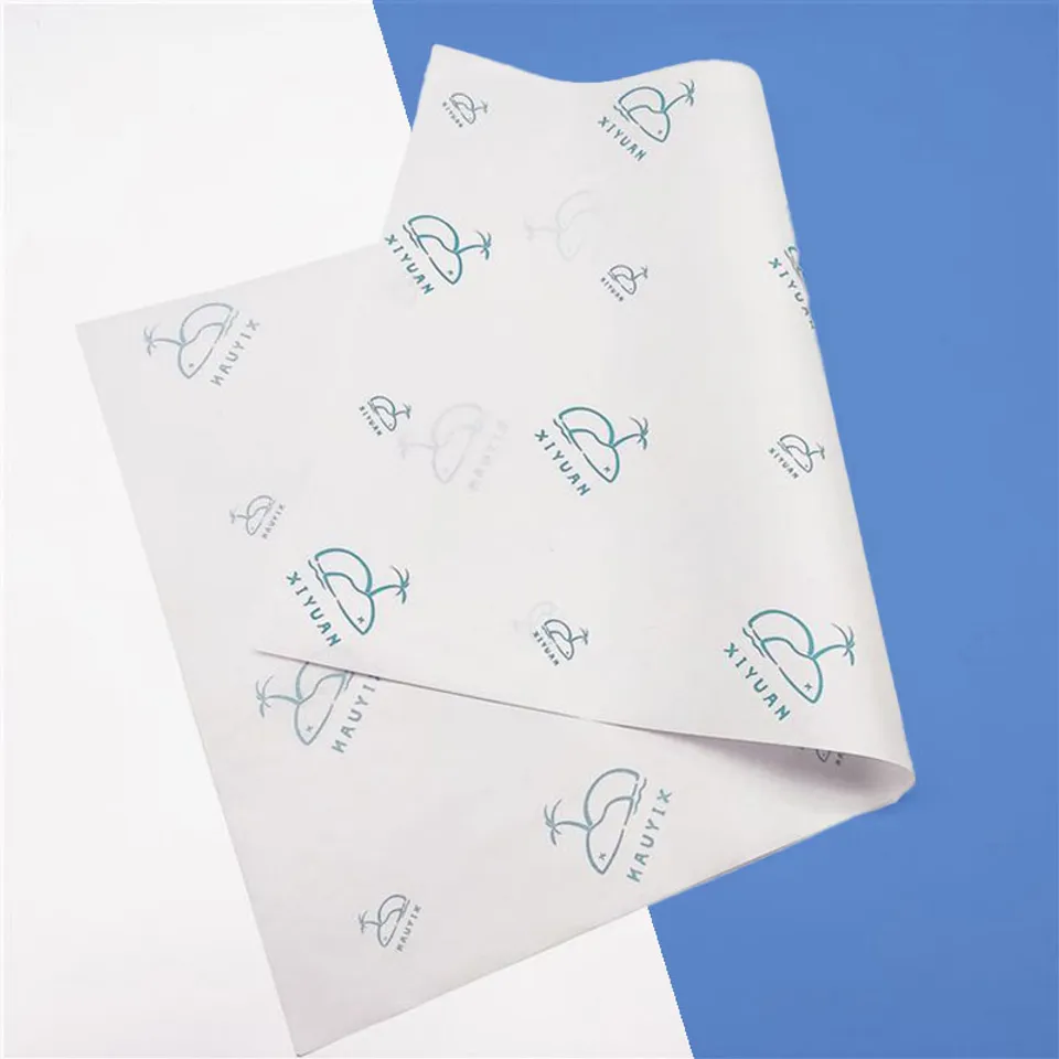 Printed greaseproof sheet with a one-color repeat at the proof stage